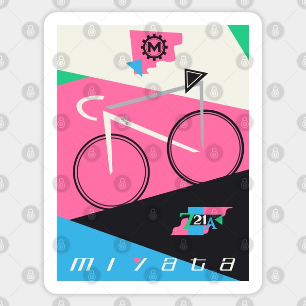 Miyata 721A Vintage Bike Bauhaus Poster - silver white paint job Sticker by Theokotos